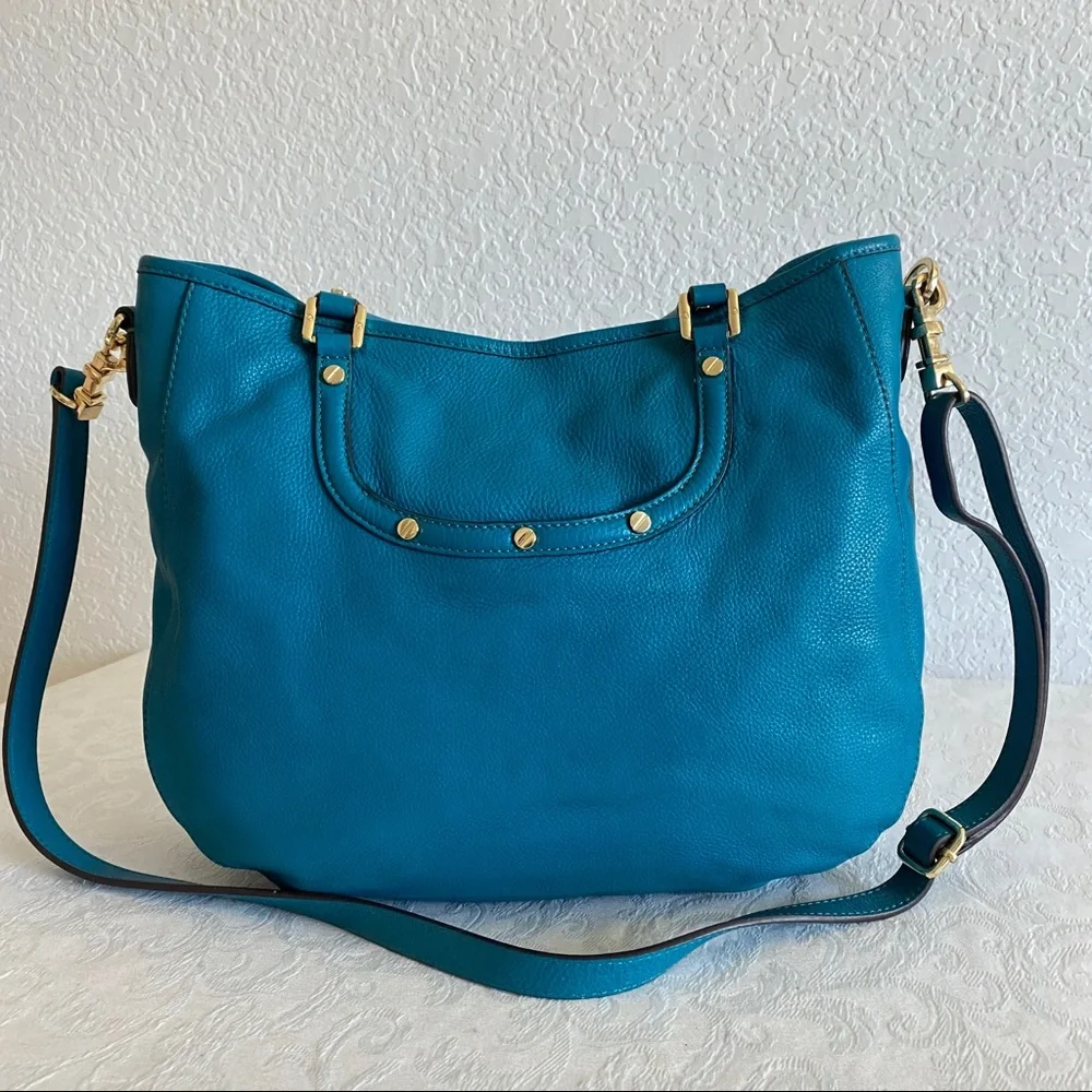 Tory Burch Teal logo Hobo 2 way Bag